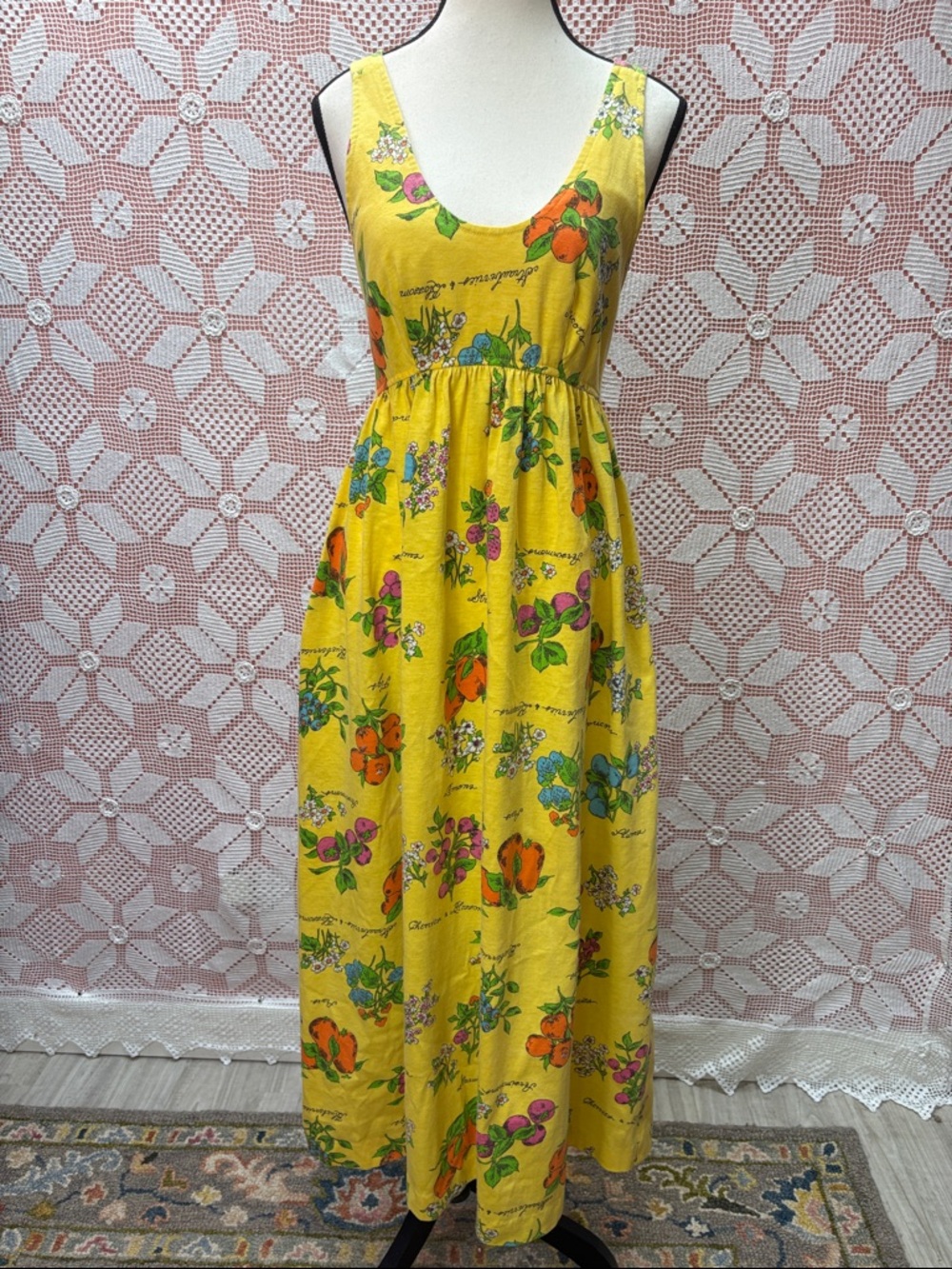 Vintage 70s Fruit Print Sundress | Algolites Sz Xs/Sm